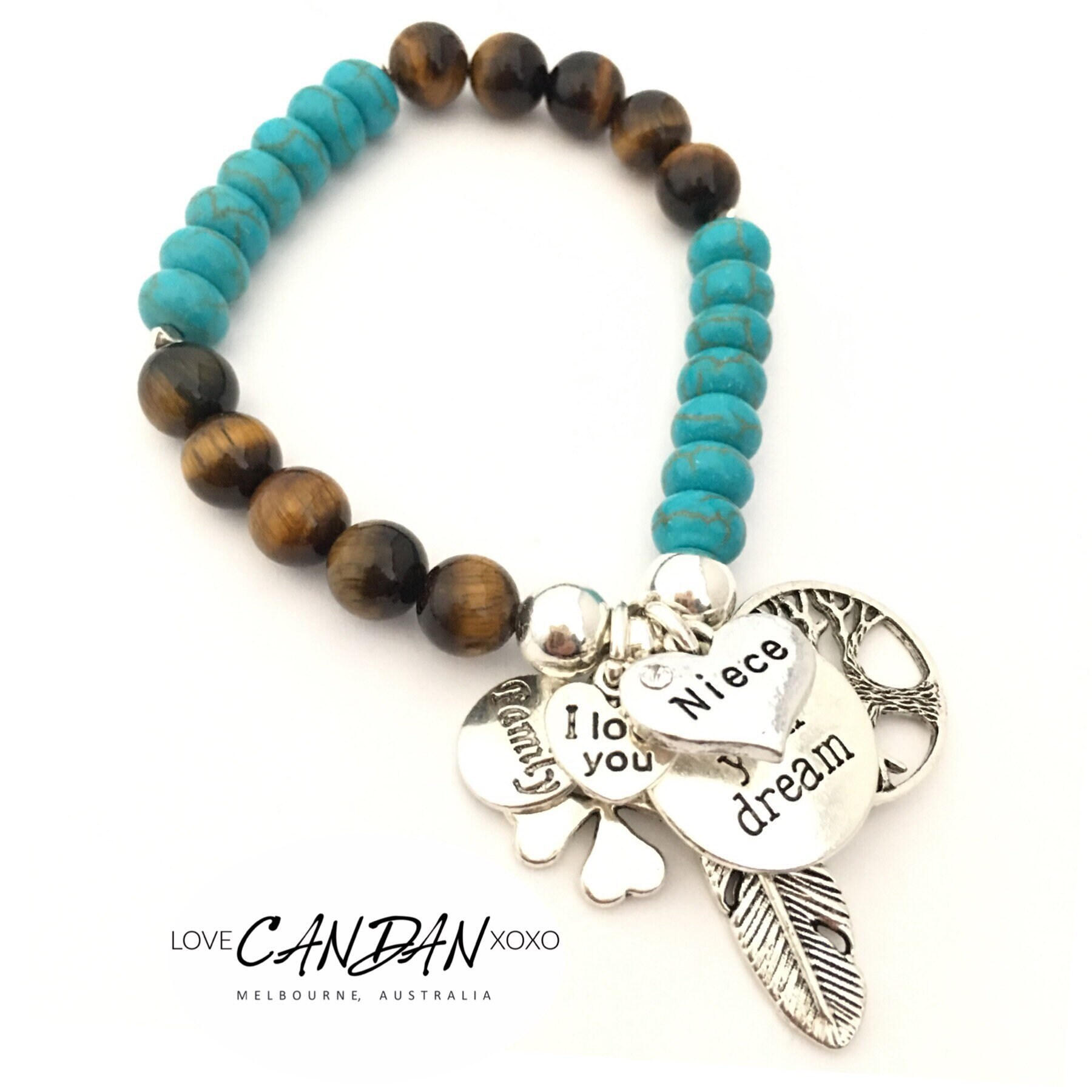 Nichte Familie Geschenk Ich Liebe Dich Perlen Charme Freundschaft Armband Andenken Geschenkidee Lebe Deinen Traum Engel Feder von LoveCandanxoxo