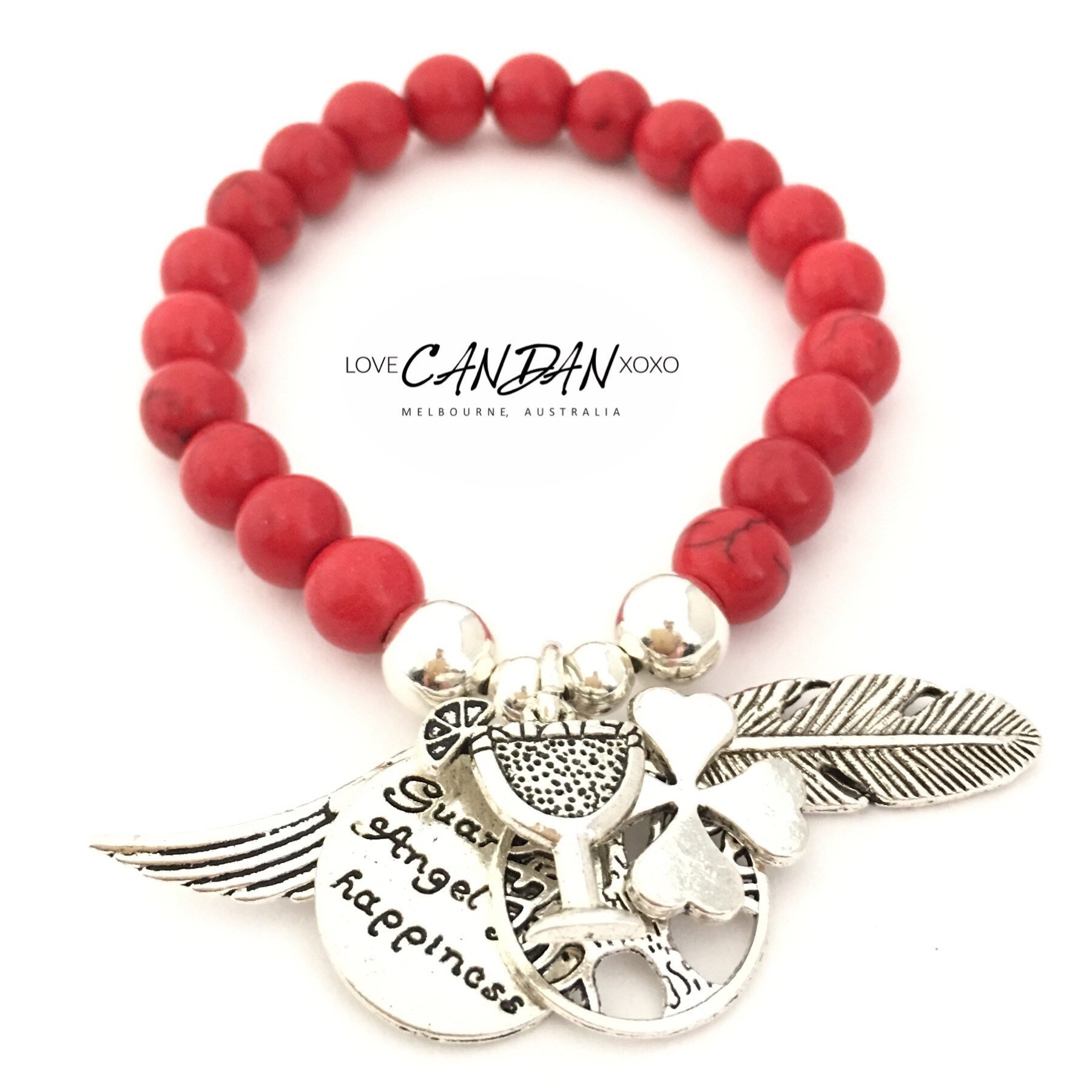 Perlenarmband Glücksklee Engel Flügel Feder Lebensbaum Freundschaft Cocktailglas Armband von LoveCandanxoxo