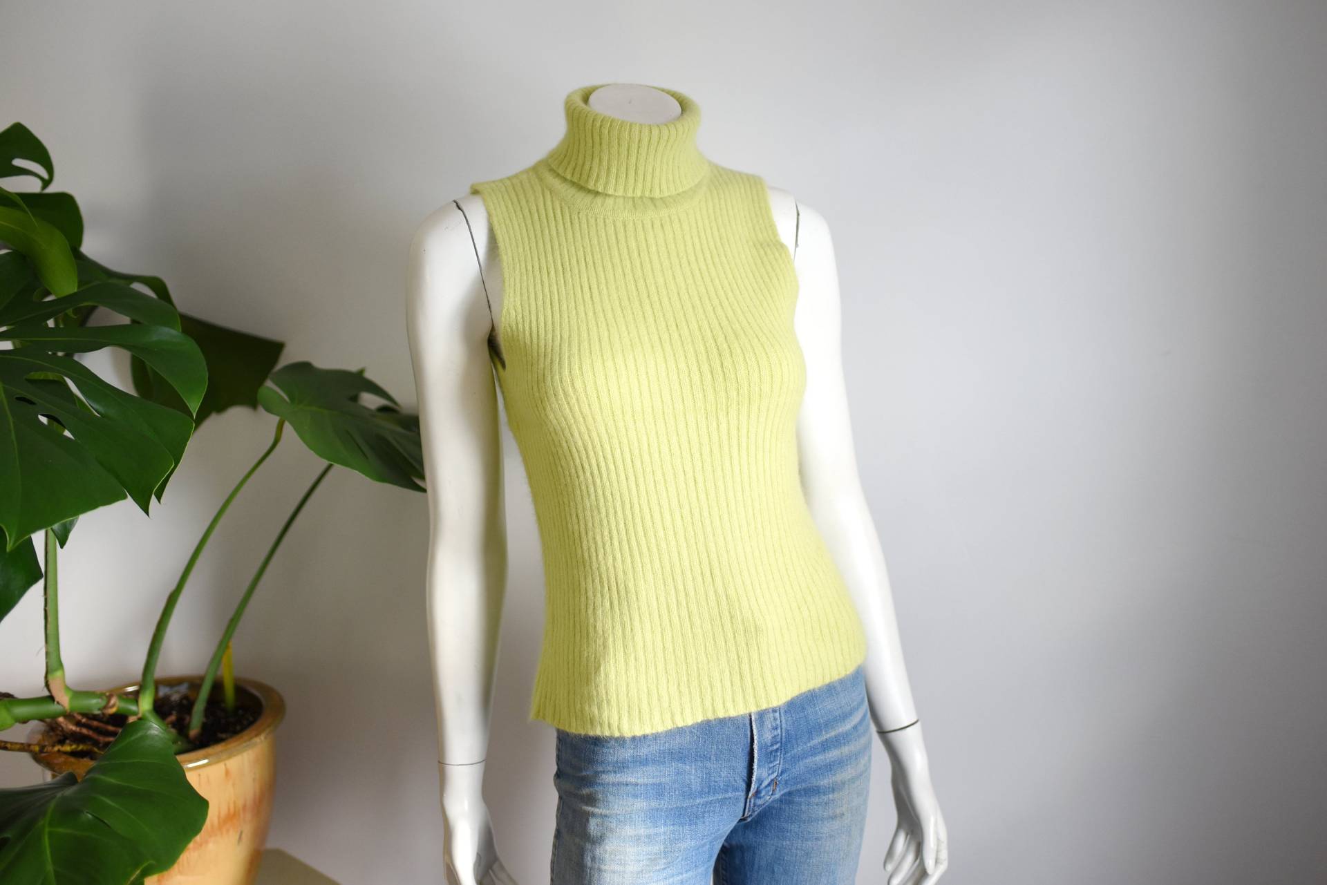 2000Er Jahre Lime Grüner Angora Pullover - Xs 2000Er Jahre Lime Grüner Angora Pullover - Xs von LoveCharles