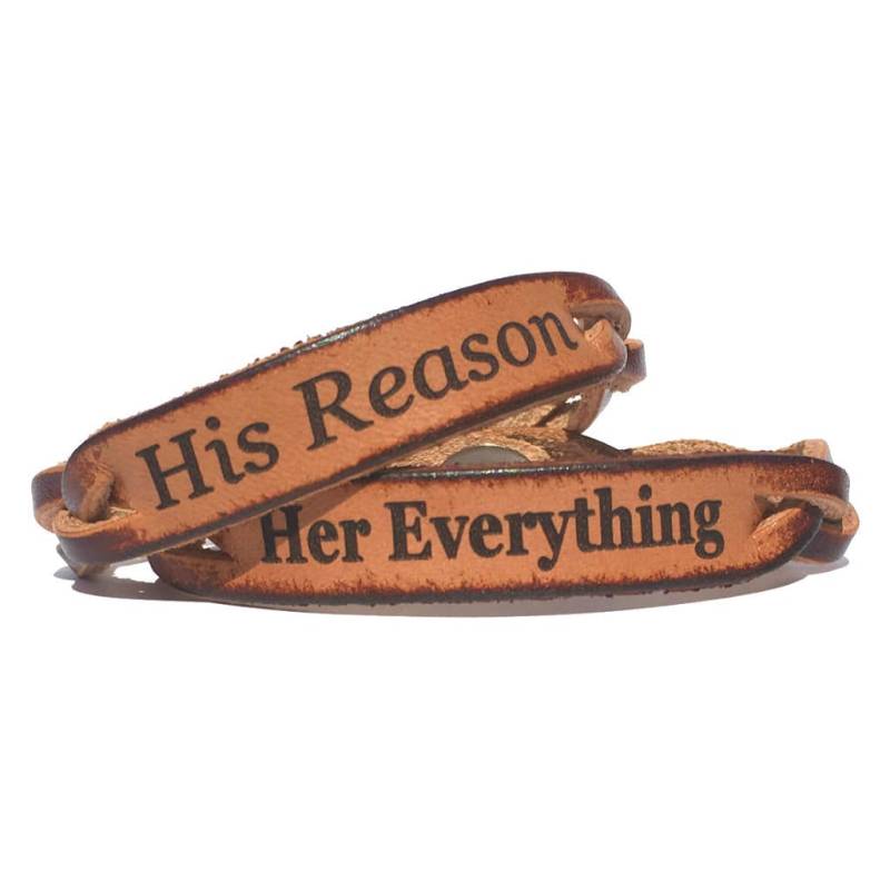 Ihr Alles & Seine Grund Paare Leder Graviert Geflochtenes Armband-Set von LoveChirpGifts