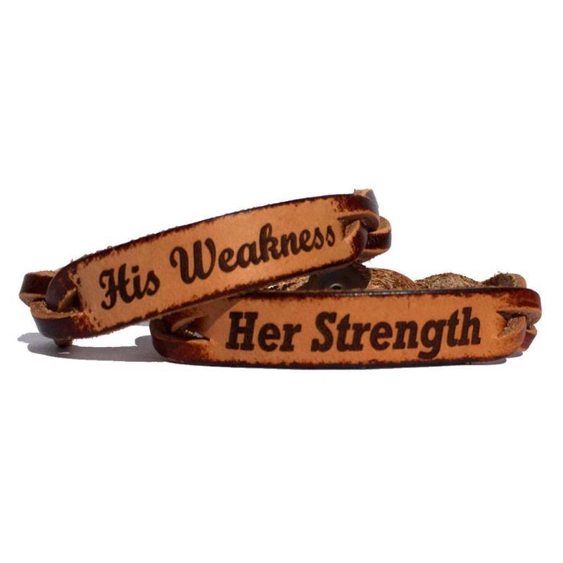 Ihre Stärke Und Seine Schwäche Leder Geflochtene Paare Armband Set Ihre Stärke Und Seine Schwäche Leder Geflochtene Paare Armband Set von LoveChirpGifts