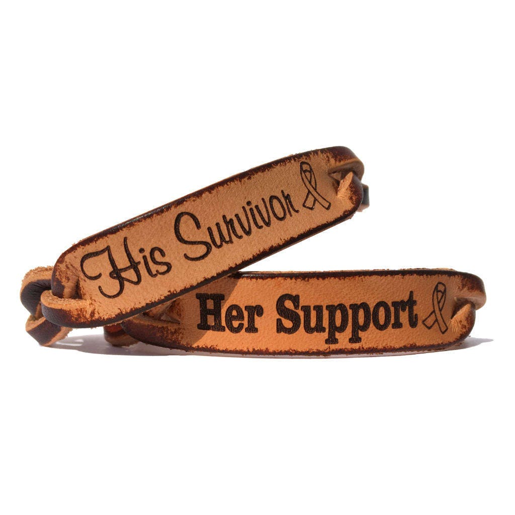 Sein Überlebender Und Ihre Unterstützung Leder Gravierte Geflochtene Paare Armband Set Sein Überlebender Und Ihre Unterstützung Leder Gravierte Geflochtene Paare Armband Set von LoveChirpGifts