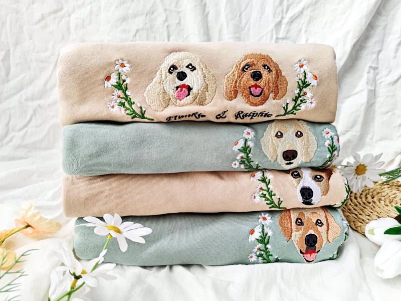 Benutzerdefinierte Hunde Gesicht Gestickt Sweatshirt, Katzen Sweatshirt, Gesticktes Haustier Shirt, Geschenke Für Tierbesitzer, Personalisiertes von LoveFabricDesigns