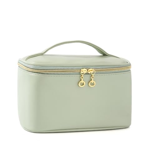 LoveFirst Groß Kosmetiktasche Damen Multifunktionale Wasserdichter Reise Schminktasche PU Leder Tragbare Makeup Bag Kosmetischer Organizer Mit Herausnehmbarem Fach（Farbe: Grün von LoveFirst