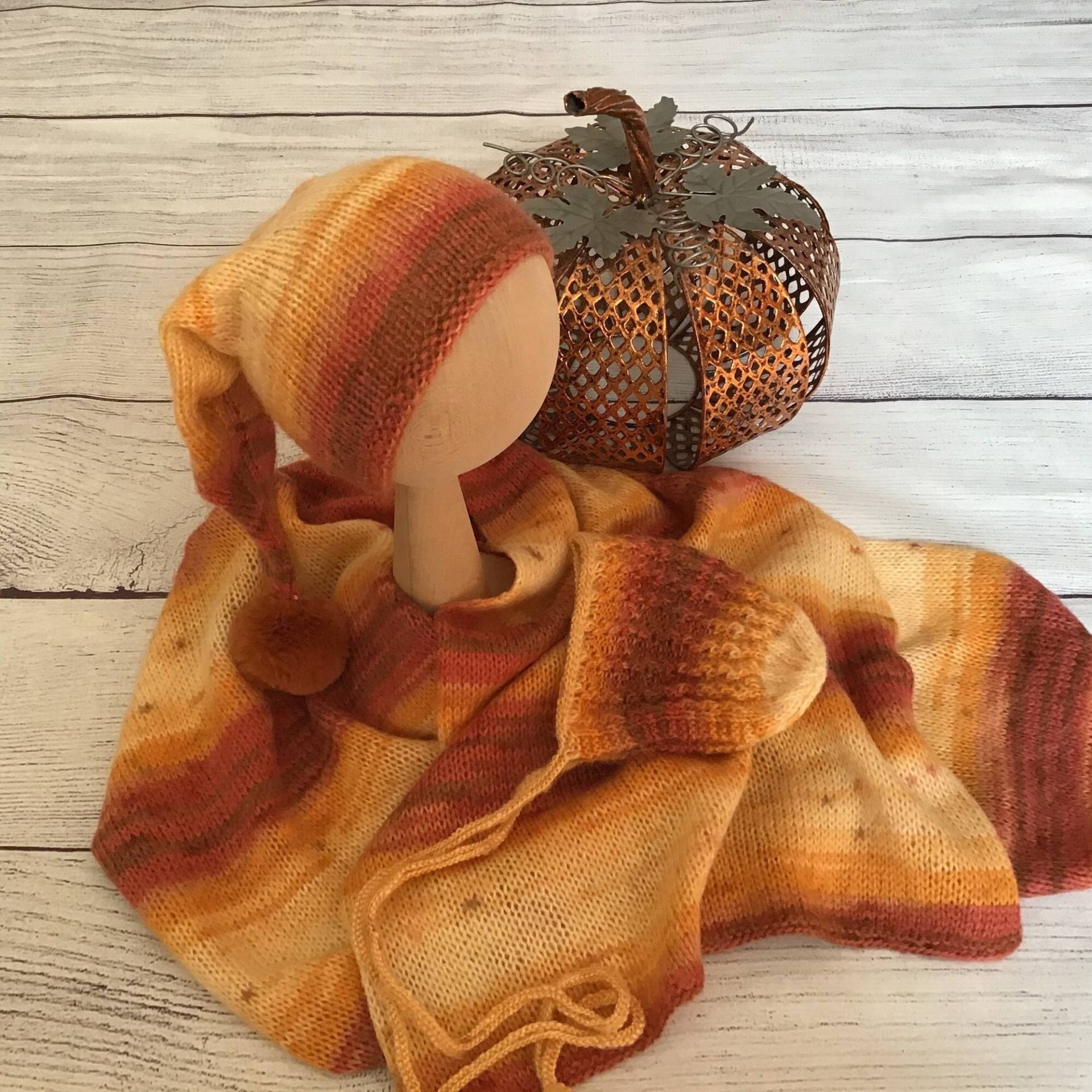 Multi-Color Gelb, Rot, Orange, Braun Farbtöne Neugeborenen Baby Wrap Set - Wrap, Mütze, Sleepy Hat Fotografie Mädchen/Baby Jungen von LoveFlowerStore