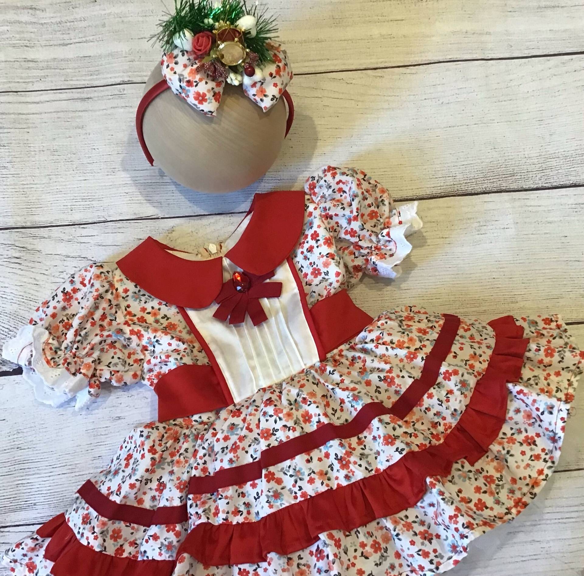 Weihnachtsblume Kleid, Weihnachtsmann Bild Kleid Und Stirnband, Sitter Fotografie, Kurzarm von LoveFlowerStore