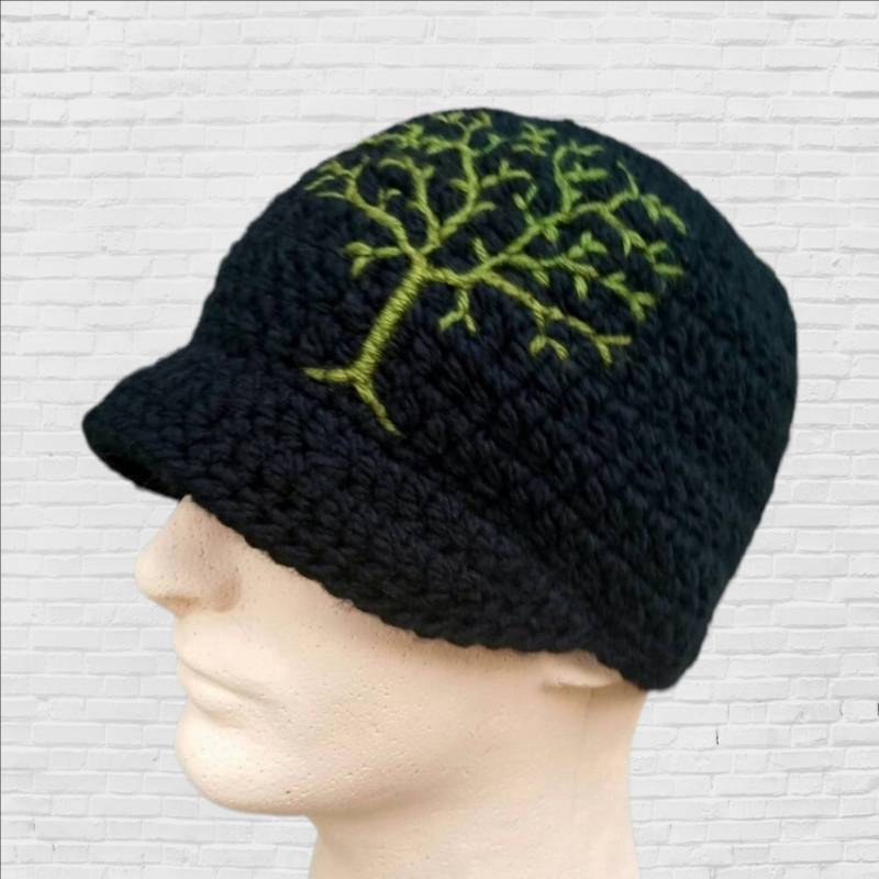 Beanie Aus Wollgemisch Mit Krempe Gestickter Baum Des Lebens-Design Beanie Aus Wollgemisch Mit Krempe Gestickter Baum Des Lebens-Design von LoveFuzz