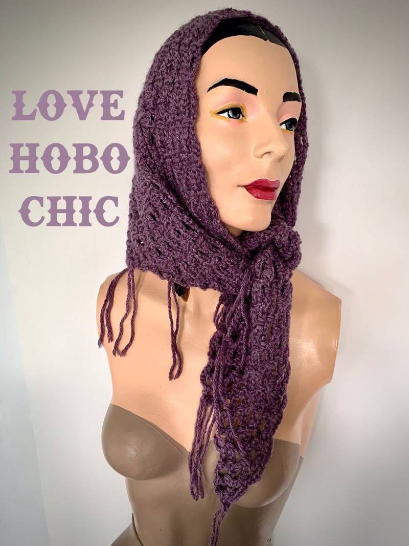 1000 - Kleine Spitzen Dreieckstuch Mit Fransen, Violett von LoveHoboChic