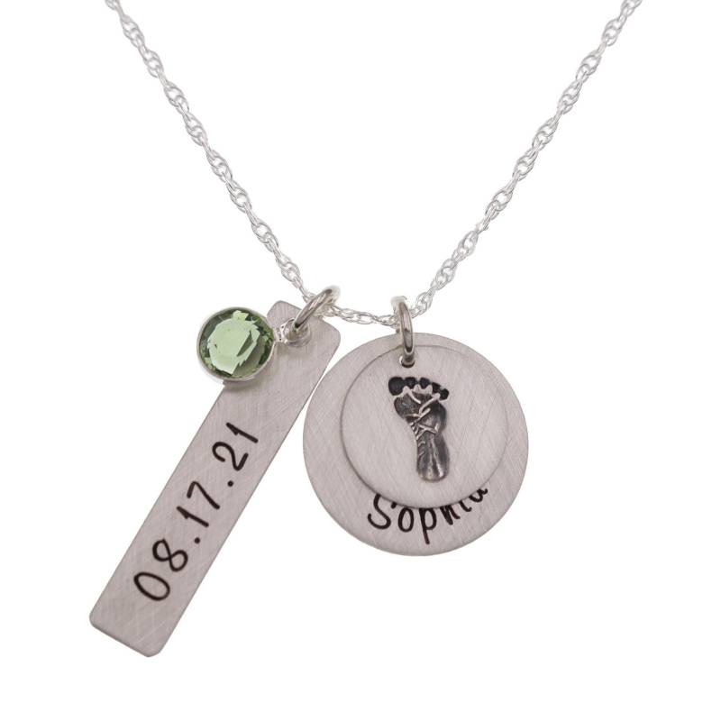 Mutter Halskette, Baby Name Fußabdruck Muttertag Schmuck, Personalisierte Geschenk Für Mutter, Push-Geschenk-Ideen von LoveItPersonalized
