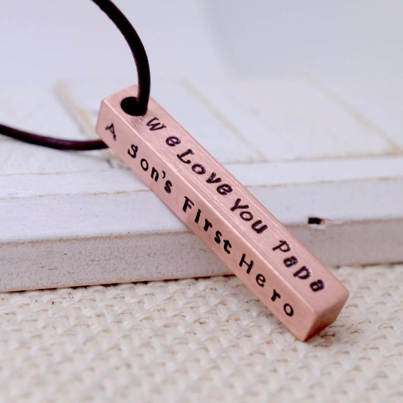 Personalisierte Kupfer Bar Halskette, Personalisierte Halskette Für Männer, Son't 1st Hero, Tochter Love, Weihnachtsgeschenk Papa, Papa Geschenk Personalisierte Kupfer Bar Halskette, Personalisierte Halskette Für Männer, Son't 1st Hero, Tochter Love, Weihnachtsgeschenk Papa, Papa Geschenk von LoveItPersonalized