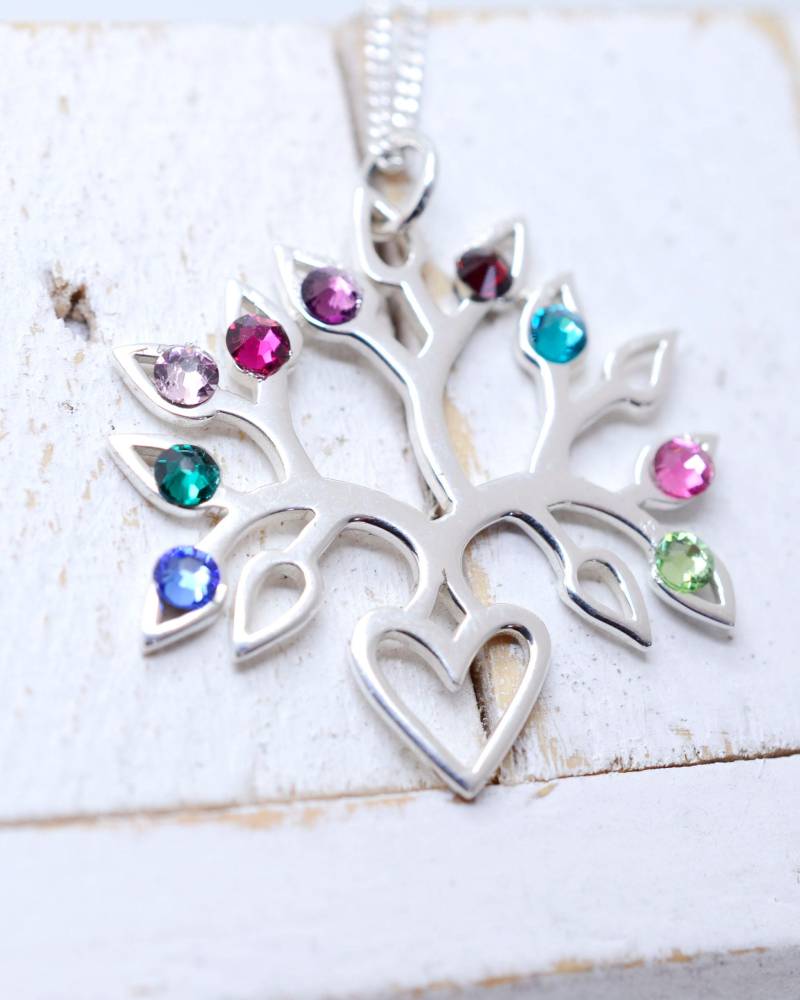 Sterling Silber Stammbaum Mit Birthstones Halskette, Birthstone Halskette Für Oma, Geschenk Mutter Oder Oma Sterling Silber Stammbaum Mit Birthstones Halskette, Birthstone Halskette Für Oma, Geschenk Mutter Oder Oma von LoveItPersonalized