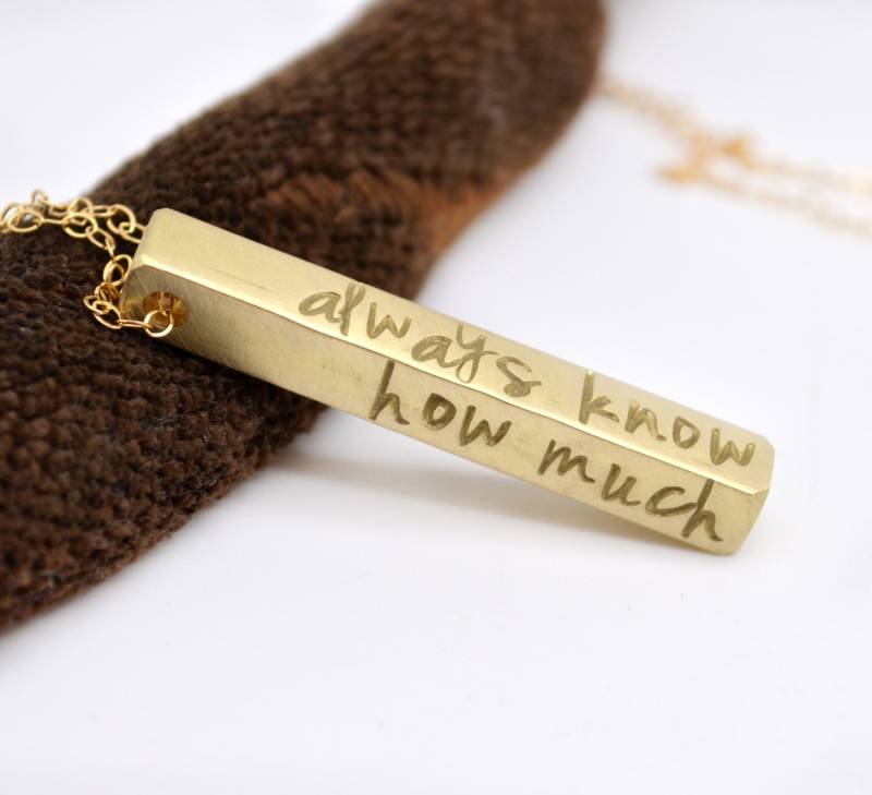 Valentinstag Geschenk Personalisierte Messing Bar Halskette Halskette, Unisex, Für Mann Oder Frau von LoveItPersonalized