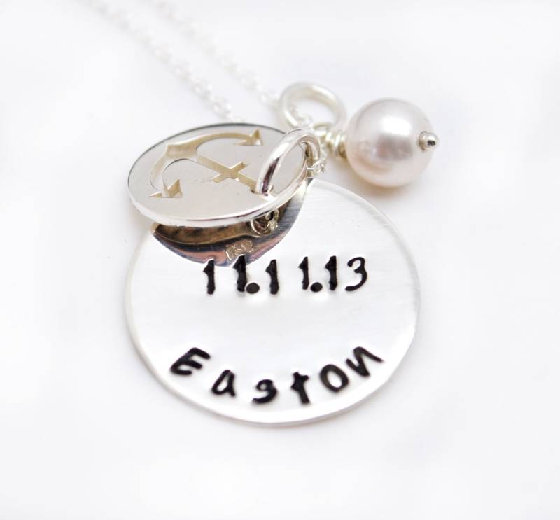 Weihnachtsgeschenk Halskette, Anker Charm Baby Mama Schmuck, Geschenk Für Mama, Neue Oma Geschenk, Großmutter Halskette von LoveItPersonalized