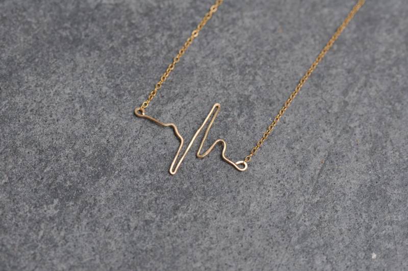 Minirocailles Goldenes Custom-Herz Höher Schlagen Halskette - Genaue Darstellung Der Herzschlag Auf Ekg, Zierliche Halskette, Rn Md Geschenk von LoveJewelryByJ