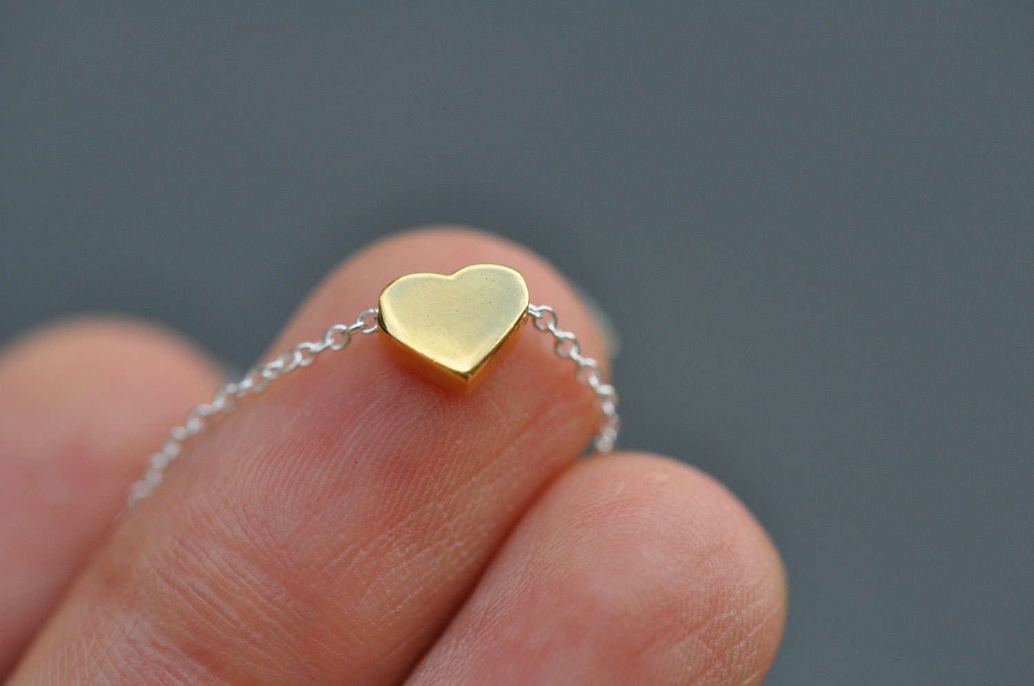 Vermeil Gelb Gold Herz Halskette - Vergoldet Über Sterling Silber Charme Halskette, Rosa Gold Vermeil Gelb Gold Herz Halskette - Vergoldet Über Sterling Silber Charme Halskette, Rosa Gold von LoveJewelryByJ