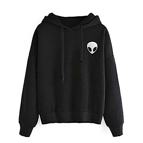 Alieno Sweatshirt für Herren, mit Kapuze, Sweatshirt, Druck, Mädchen, originelle Geschenkidee, Farbe: Schwarz, Schwarz Large von LoveLegis