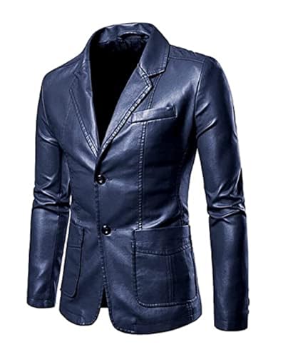 Giacca da Uomo Finta Pelle Ecopelle Giaccone Vintage Bottoni Casual Stile anni 70 80 90 Colore blu Scuro Taglia L Abbigliamento Uomo Moda retrò Regalo Autunno Inverno Fashion von LoveLegis