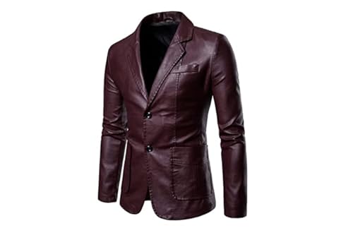 Herrenjacke Kunstleder Vintage Knopfjacke Retro Casual 70er 80er 90er Jahre Weinrot Größe XXL Geschenkidee von LoveLegis