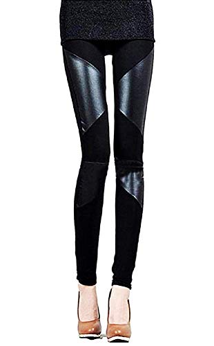 LoveLegis Leggings Frau - Einsätze - Kunstleder - Stretch - Einheitsgröße - Schwarz - Geschenkidee von LoveLegis