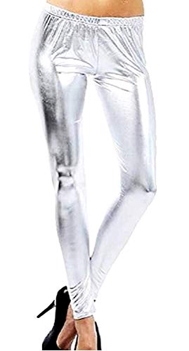 Leggings Damen Glänzend Metallisch Kunstleder Einheitsgröße Stil Mode Passform Eng Jung Originell Einzigartig Speziell Trendy Bequem Festlich Leggins Legins Qualität Design Komfort Vielseitig von LoveLegis