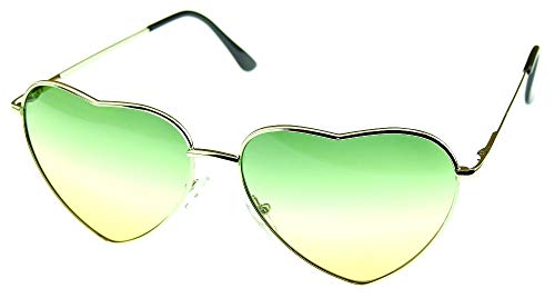 LoveLegis Sonnenbrille Herz Frau - Mädchen - Mädchen - polarisiert - UV400 - Silberrahmen grüne und gelbe Linsen von LoveLegis