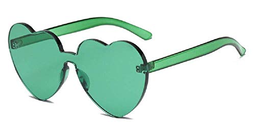 LoveLegis Sonnenbrille Herz Frau - randlos - transparent - Mädchen - polarisiert - grüne Farbe von LoveLegis