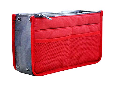 Organizer-Tasche - Reise - Kosmetiktasche - Tasche - Make-up - 12 Taschen - Dokumentenhalter - Brieftasche - Handy - Frau - Mädchen - Reißverschluss - rote Farbe - Weihnachtsgeschenkidee von LoveLegis