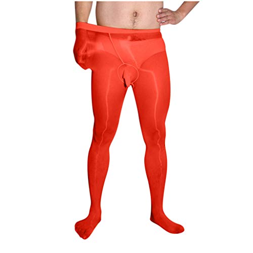 LoveLeiter Herrenstrumpfhose Männer lang Unterhose Unterwäsche Strumpfhose Herren Leggings Pants Hosen Transparent Nylon Strumpfhose Durchgehendem Body (Rot, Freie Größe) von LoveLeiter —Unterwäsche & BH