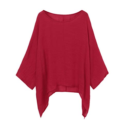 LoveLeiter Ausschnitt Schulterfrei Oversize FledermausäRmel Sweatshirt Damen Stricken Strickjacke Bluse Pulli Sweater Tops Weihnachten Winterpullover Oberteile Tunika Outwear Frauen Jacket(rot,XL) von LoveLeiter