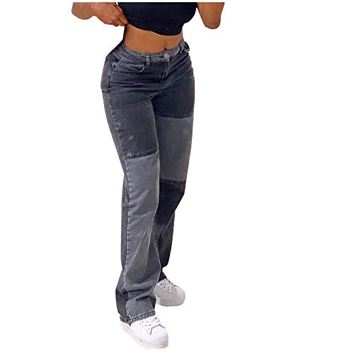 LoveLeiter Damen Baggy Jeans High Waist Straight Vintage-Hose High Waist Straight Leg Denim Jeans Boyfriend Pants Jeanshose 70er Vintage E-Girl Style Y10K Schlagjeans Hose von LoveLeiter