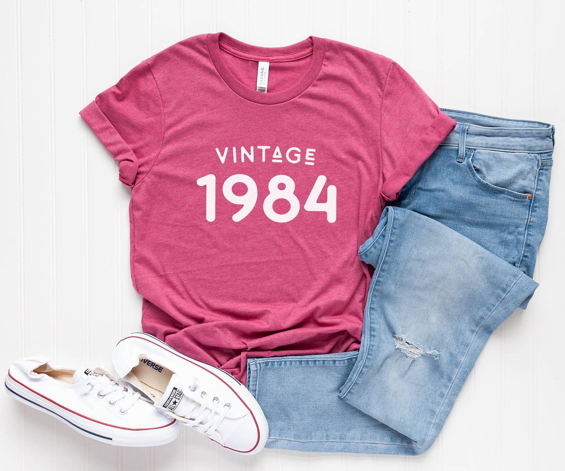 40. Geburtstag Shirt Geschenk Damen Grafik T-Shirts Vintage 1984 Geburt Jahr T-Shirt Benutzerdefinierte Geburtstagsgeschenk Süße Tops von LoveMeLoveMyShirts