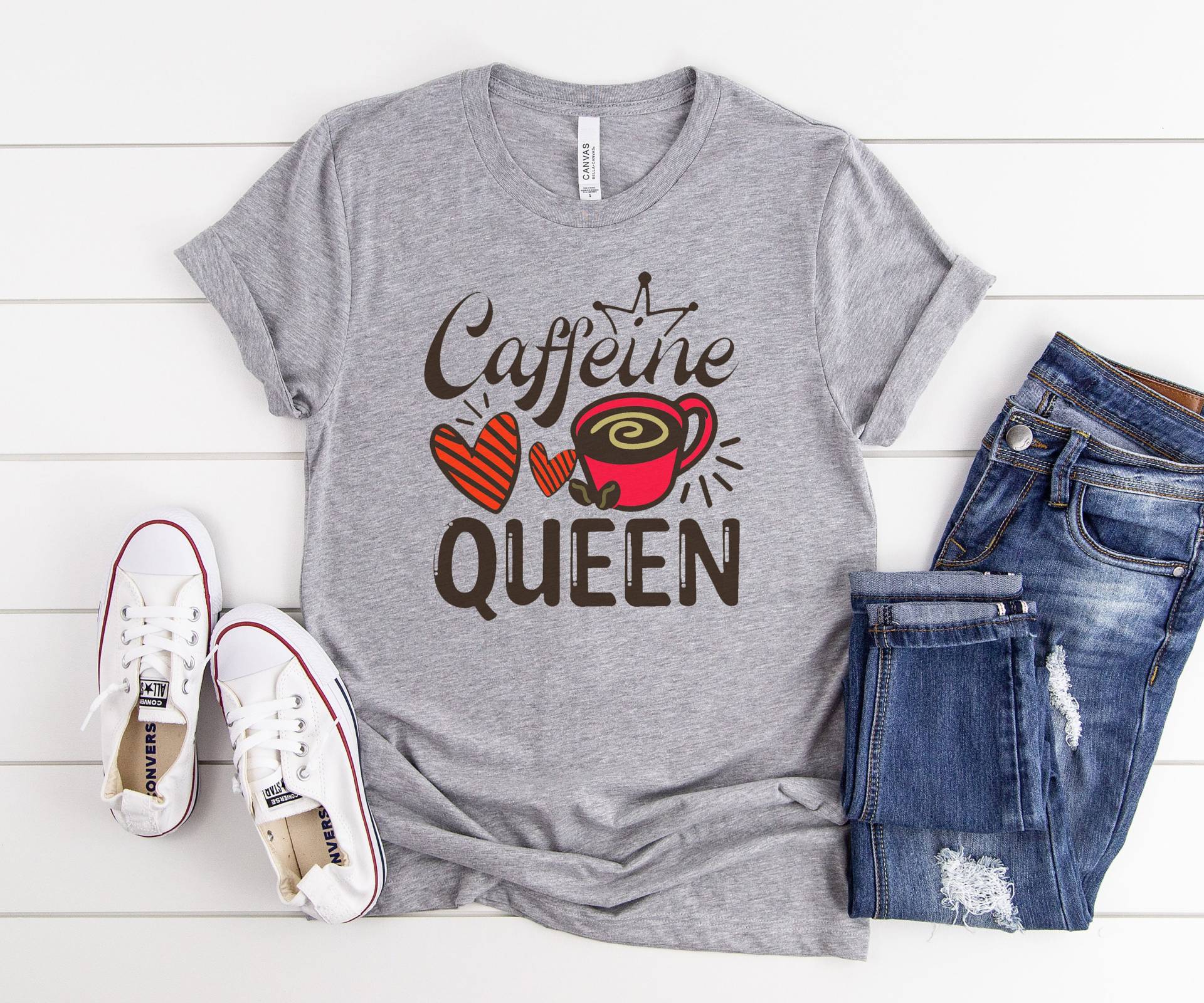 Kaffekönigin Lustiges Tshirt Tumblr Shirt Sprüche Neuheit Geschenk Frauen Grafik T-Shirts Für Teenager Kaffee-Liebhaber Shirts Frauen-T-Shirts von LoveMeLoveMyShirts