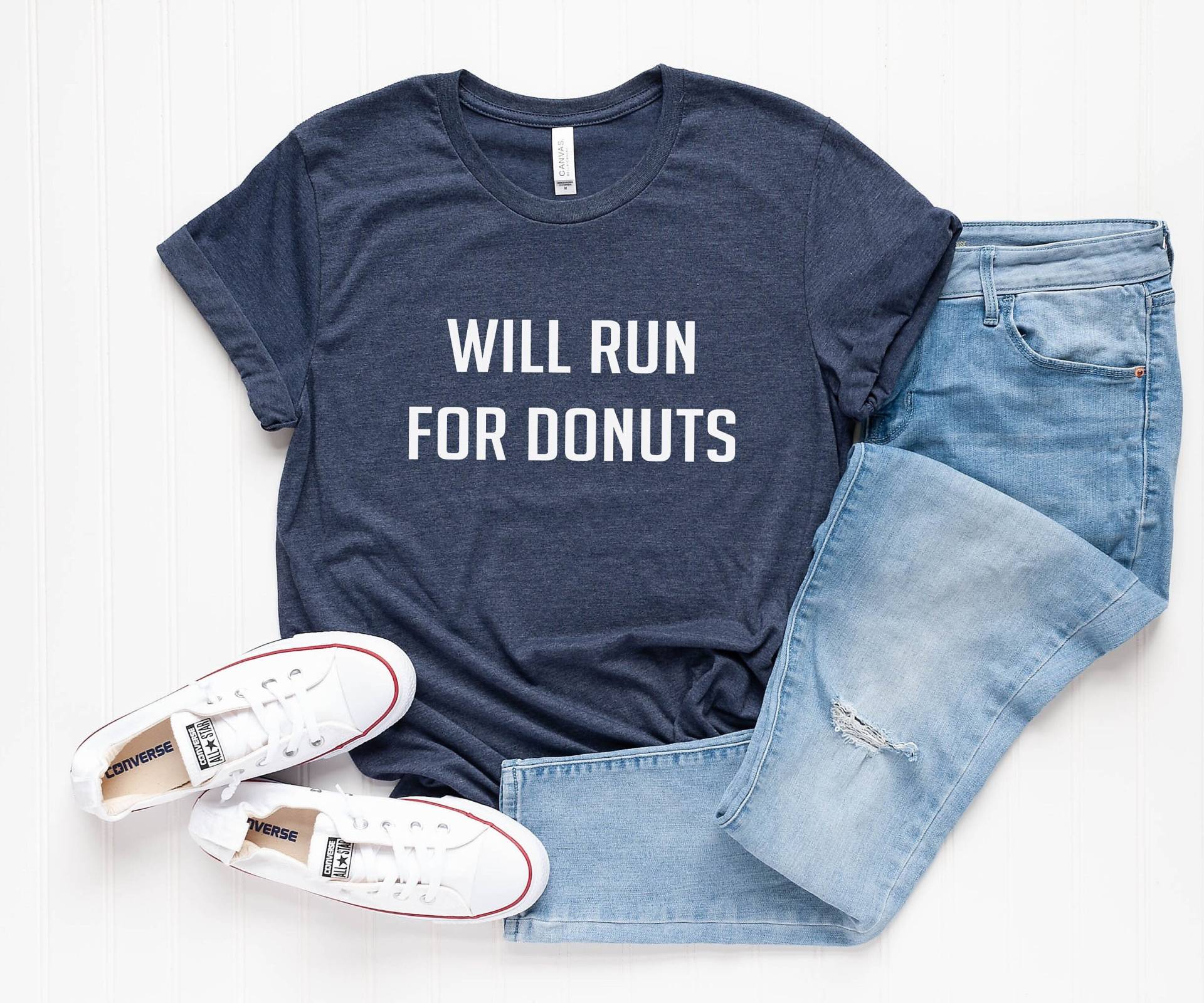 Läuft Für Donut Lustige T-Shirts Training Grafik T-Shirt Damen Laufshirt Mit Spruch Fitness Tops Lustiges Geschenk Sie von LoveMeLoveMyShirts