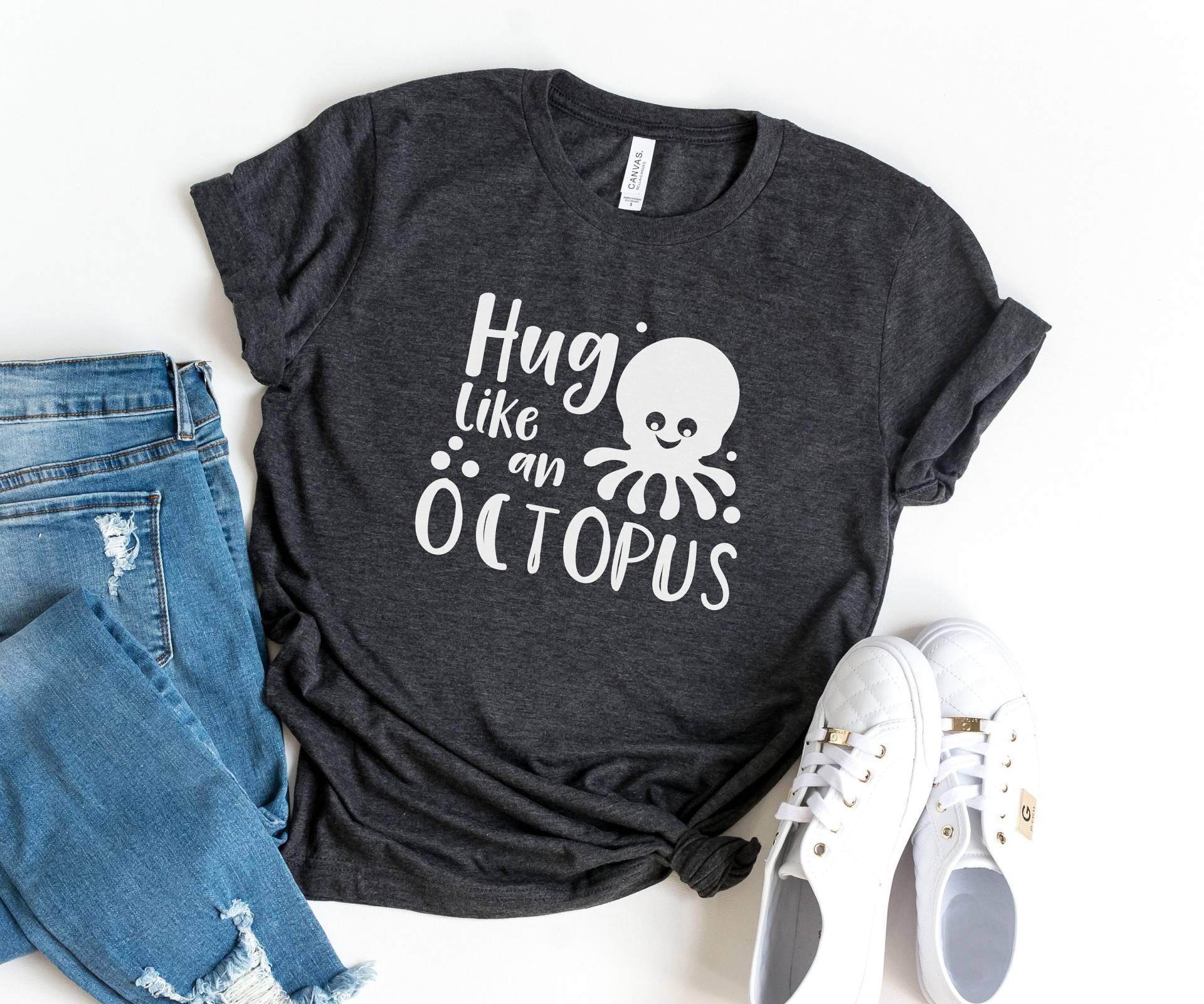 Umarmung Wie Ein Oktopus Lustiges Shirt Für Frauen Grafik-T-Shirt Niedliche Grafik-T-Shirts Frauen-Shirts Mit Spruch Druck-T-Shirts Neuheit Geschenk von LoveMeLoveMyShirts