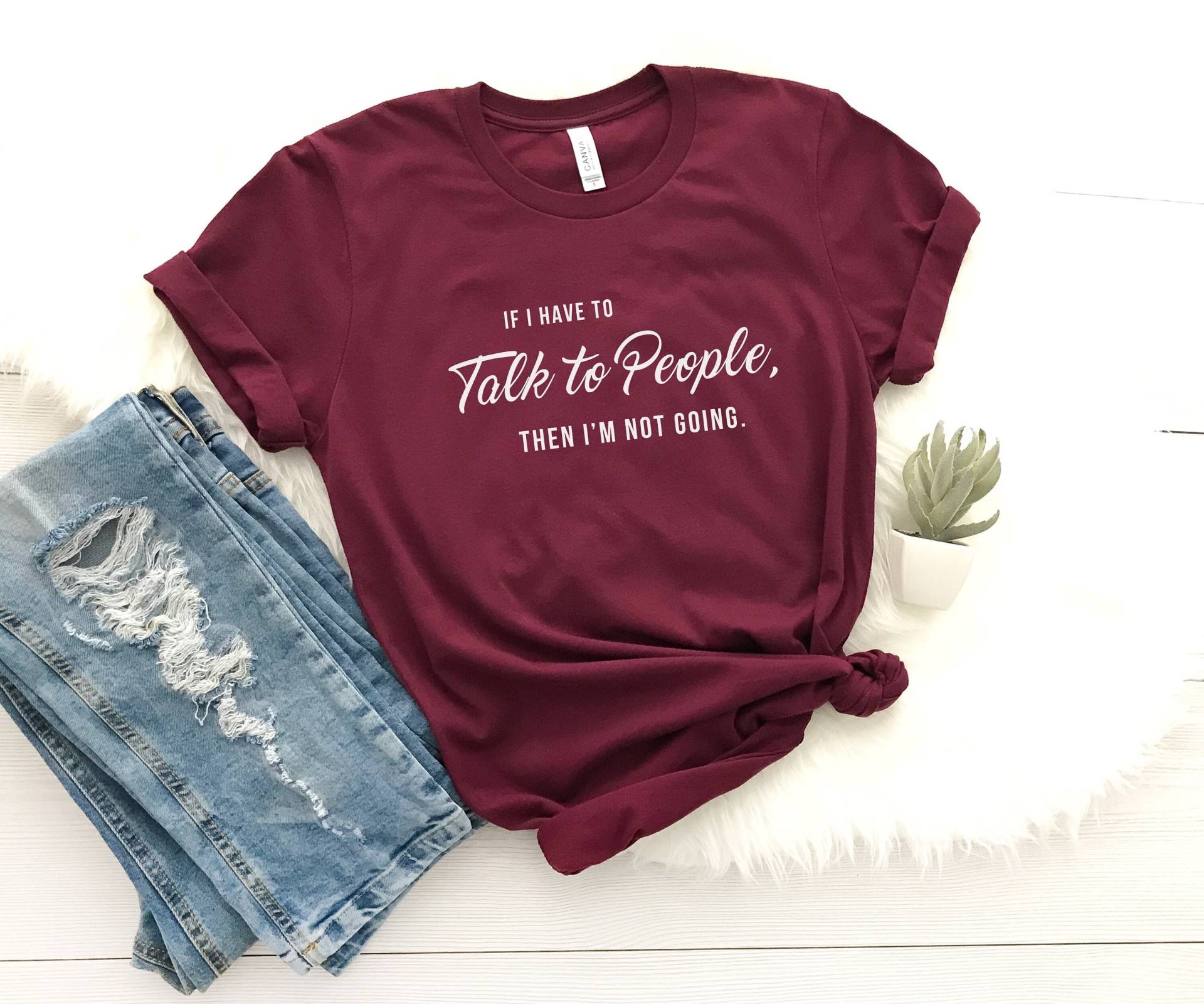 Wenn Ich Mit Leuten Reden Muss, Dann Werde Nicht Lustige Shirts Für Frauen Spruch Tshirt Grafik T-Shirt Introvertiert Süßes Geschenk von LoveMeLoveMyShirts