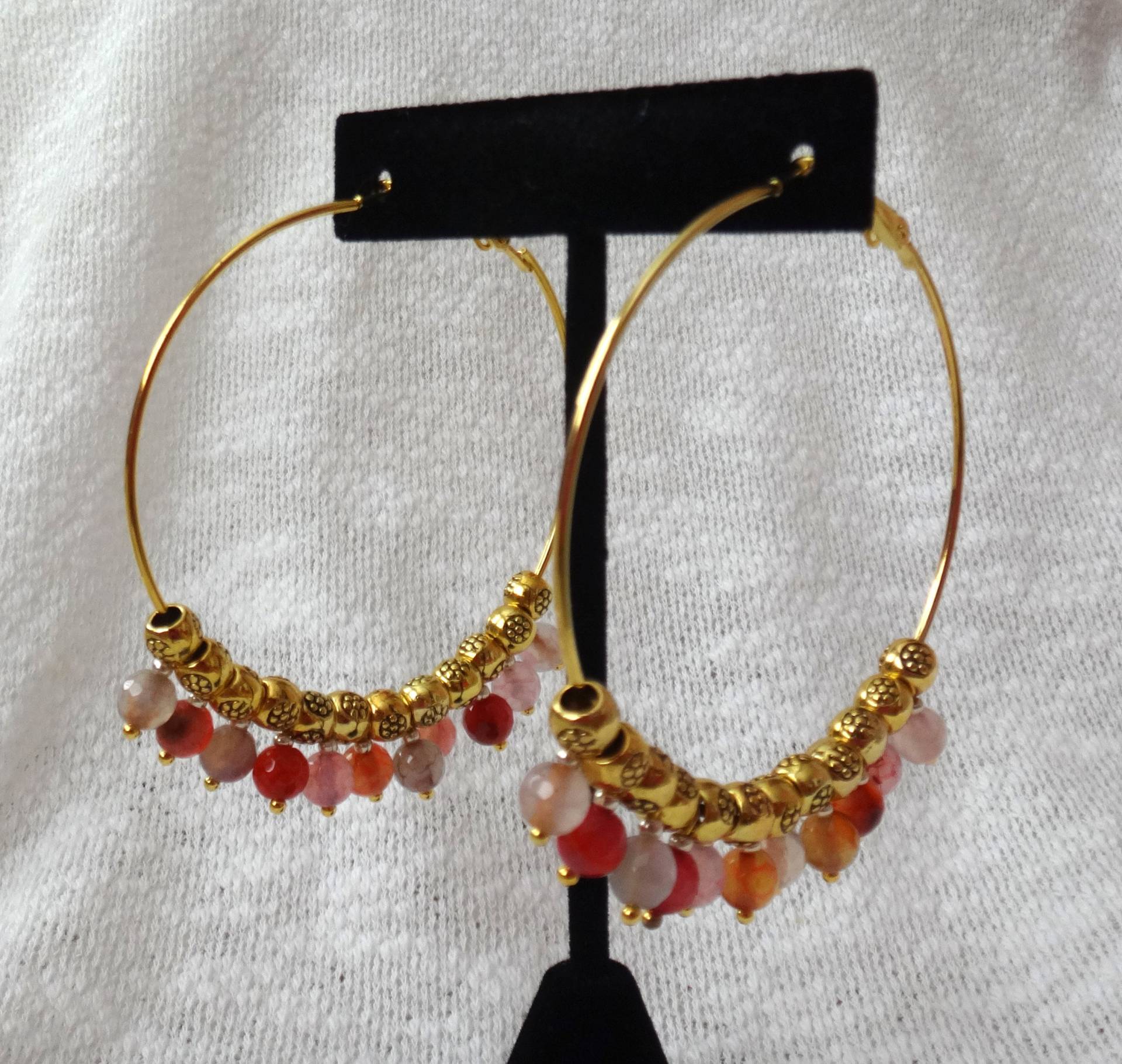 Mehrfarbige Achat Gold-Ton Große Creolen Mehrfarbige Achat Gold-Ton Große Creolen von LoveMisaStyle