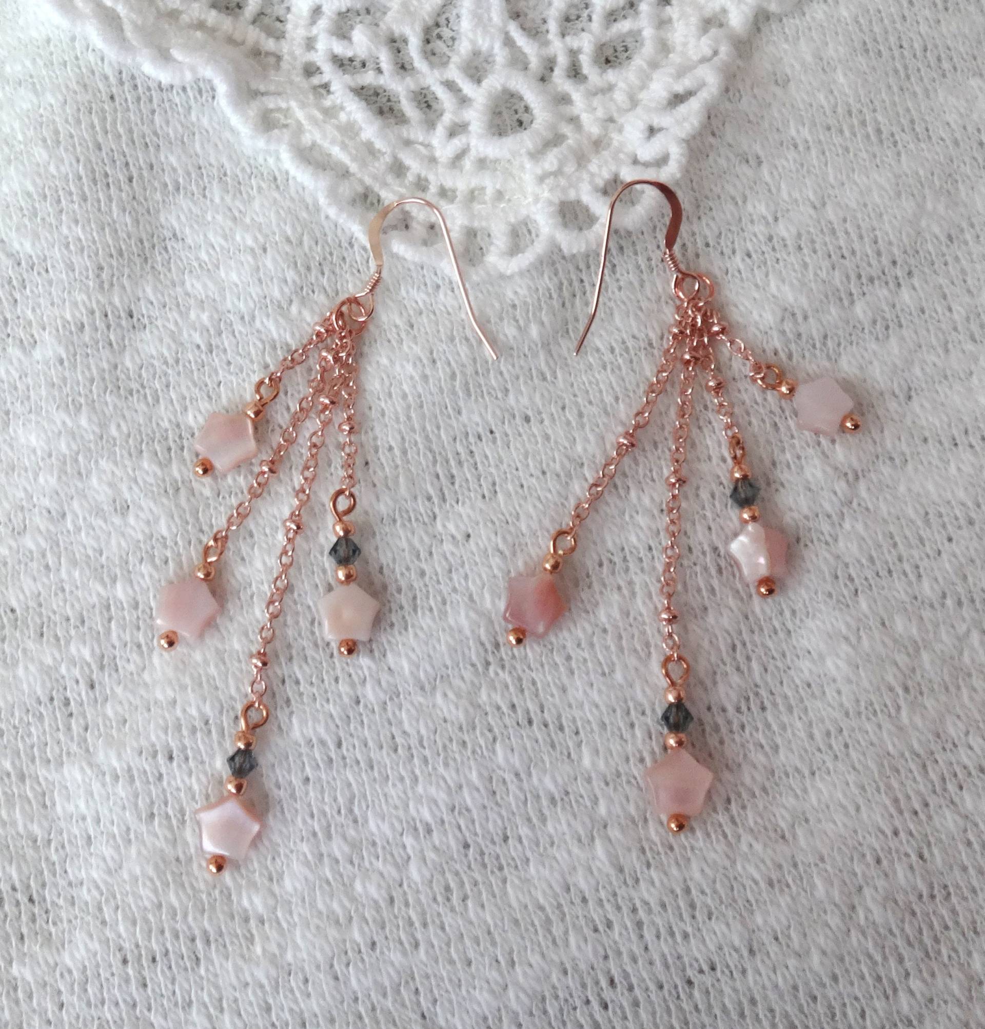 sternförmige Rosa Perlmutt Und Navy Blau Swarovski Kristall Perlen Ohrringe sternförmige Rosa Perlmutt Und Navy Blau Swarovski Kristall Perlen Ohrringe von LoveMisaStyle