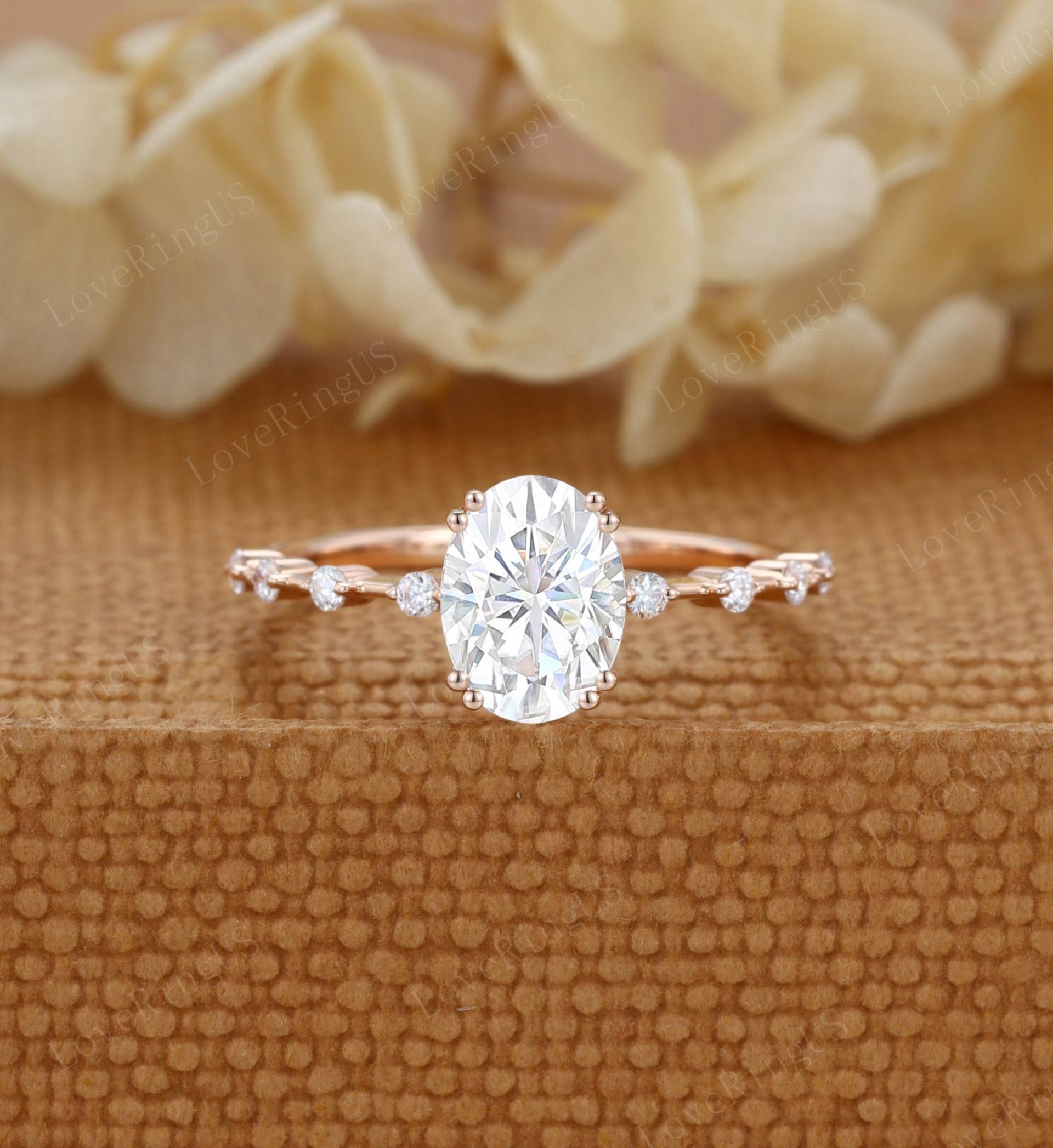 1.5Ct Oval Moissanite Verlobungsring Frauen Rosegold Ring Vintage Hochzeit Braut Jahrestag Für Sie von LoveRingUS