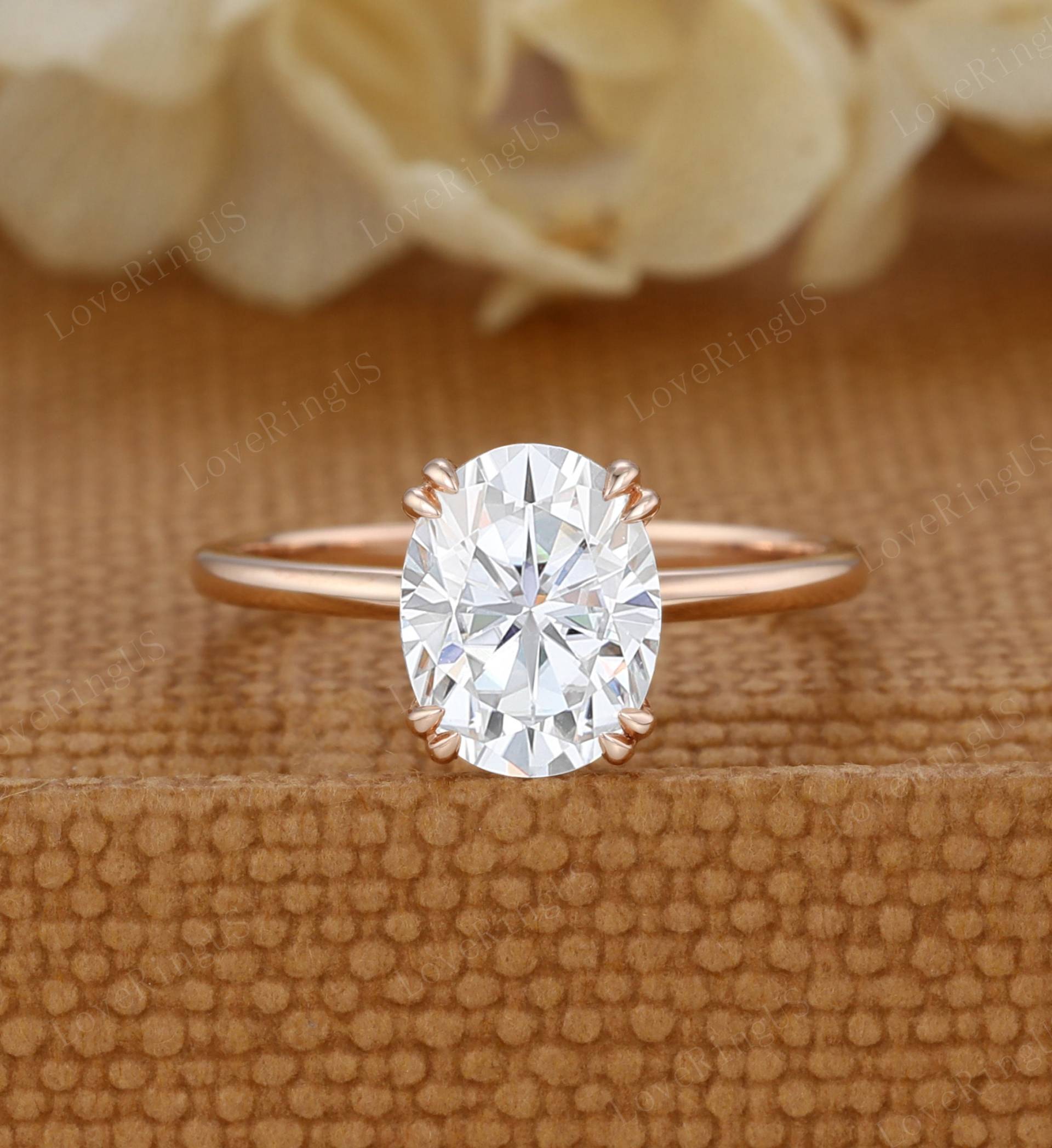 2Ct Oval Moissanite Verlobungsring Frauen Einzigartige Rose Gold Solitär Hochzeit Braut Versprechen Jahrestag von LoveRingUS