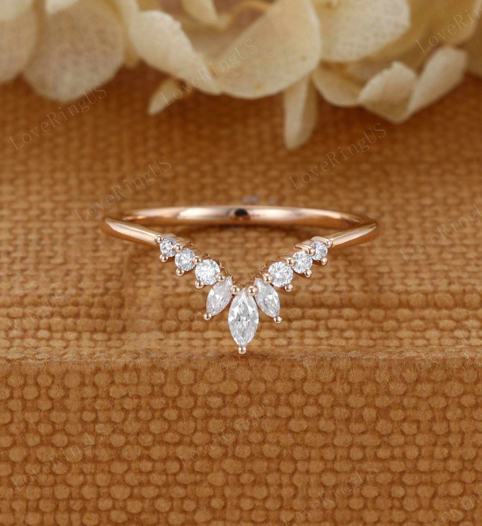 Einzigartige Marquise Schliff Moissanite Verlobung Vintage Rose Gold Ring Geschwungene Hochzeit Band Frauen Passende Braut Versprechen Geschenk von LoveRingUS