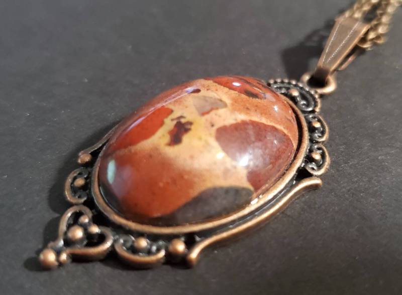 Viktorian-Inspigin-Halskette Mit Jasper in Kupfer von LoveRocksLapidary