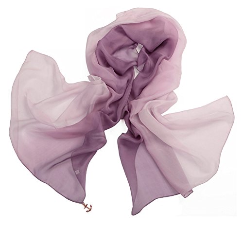 LoveSilk Lange Georgette Seidentuch 100% Seiden-schals Stola in Farbverlauf Farbe Flieder von LoveSilk-Schals