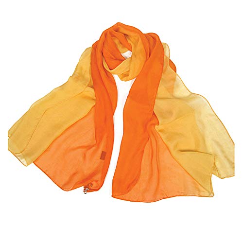 LoveSilk Lange Georgette Seidentuch 100% Seiden-schals Stola in Farbverlauf Farbe Orange von LoveSilk-Schals