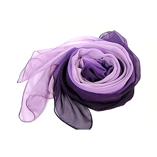 LoveSilk Lange Georgette Seidentuch 100% Seiden-schals Stola in Farbverlauf Farbe Violett-farbverlauf von LoveSilk-Schals