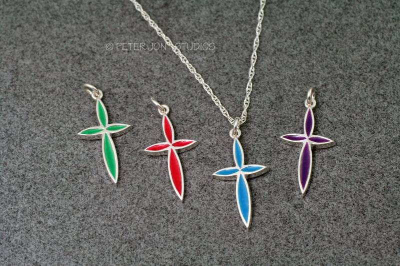 Emaille Kreuz Halskette in Sterling Silber - Ihre Wahl Der Emaille Farbe, Christian Cross Emaille Kreuz Halskette in Sterling Silber - Ihre Wahl Der Emaille Farbe, Christian Cross von LoveSoWide