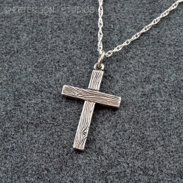 Holz Plank Cross Handgemacht Aus Massivem Sterling Silber, Robuste Christian Halskette Holz Plank Cross Handgemacht Aus Massivem Sterling Silber, Robuste Christian Halskette von LoveSoWide