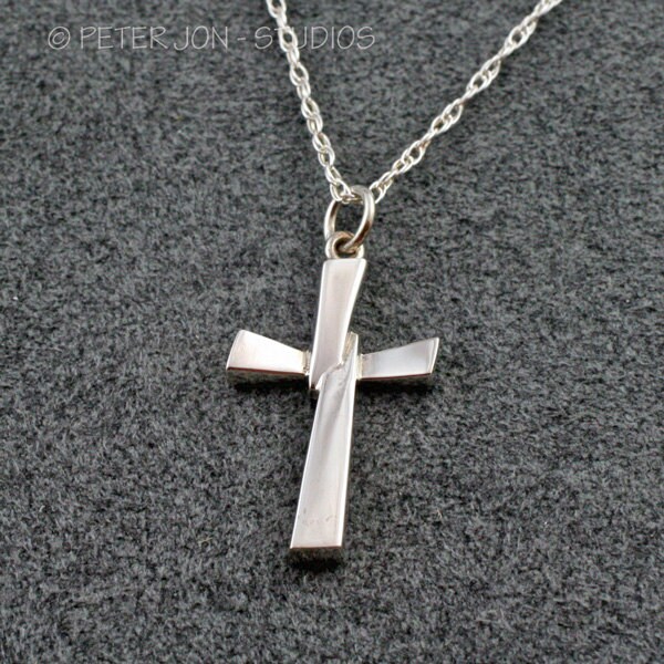 Interlock Cross Halskette Aus Sterlingsilber, Handgefertigter Christlicher Anhänger Interlock Cross Halskette Aus Sterlingsilber, Handgefertigter Christlicher Anhänger von LoveSoWide