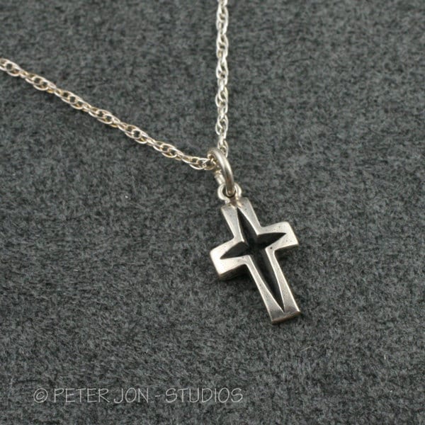 Kleines Sternkreuz Halskette in Sterling Silber, Christliches Kreuz Kleines Sternkreuz Halskette in Sterling Silber, Christliches Kreuz von LoveSoWide