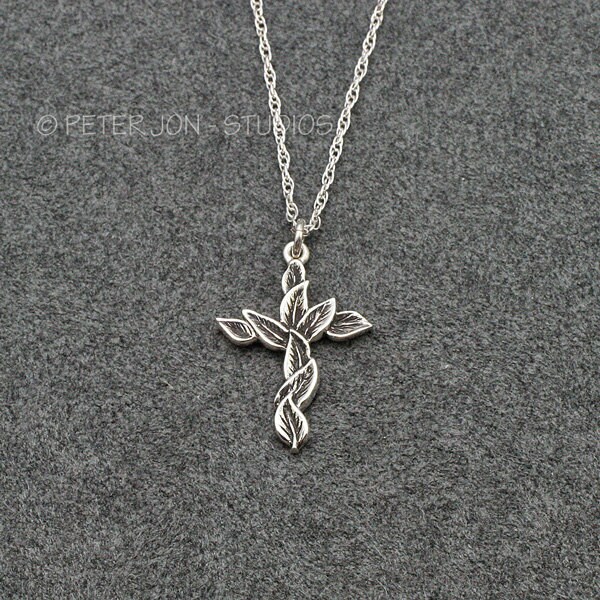Laurel Leaf Cross, Mittelgroße, Handgemachte Christliche Halskette Aus Sterlingsilber Laurel Leaf Cross, Mittelgroße, Handgemachte Christliche Halskette Aus Sterlingsilber von LoveSoWide