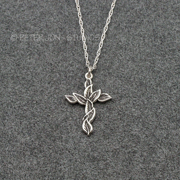 Laurel Leaf Cross, Mittelgroße, Handgemachte Christliche Halskette Aus Sterlingsilber Laurel Leaf Cross, Mittelgroße, Handgemachte Christliche Halskette Aus Sterlingsilber von LoveSoWide
